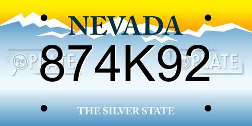 874K92 Nevada License Plate
