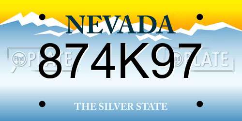 874K97 Nevada License Plate