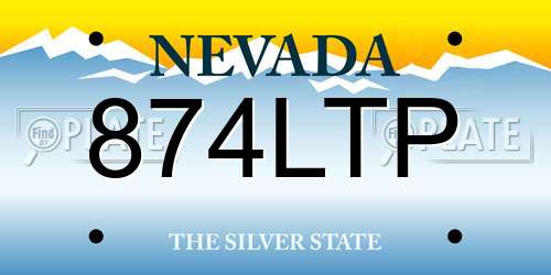 874LTP Nevada License Plate