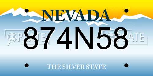 874N58 Nevada License Plate