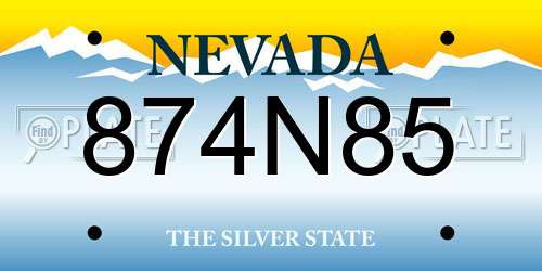 874N85 Nevada License Plate