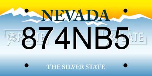 874NB5 Nevada License Plate