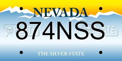 874NSS Nevada License Plate