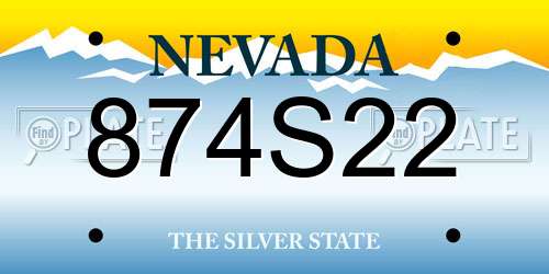 874S22 Nevada License Plate