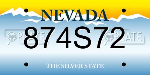 874S72 Nevada License Plate