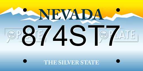 874ST7 Nevada License Plate