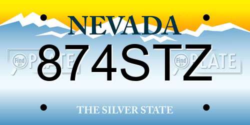 874STZ Nevada License Plate