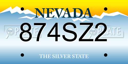 874SZ2 Nevada License Plate
