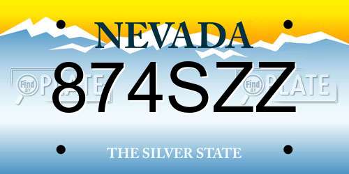 874SZZ Nevada License Plate