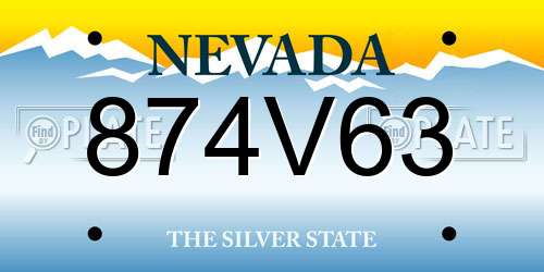 874V63 Nevada License Plate