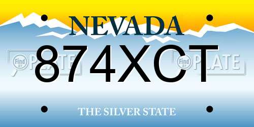 874XCT Nevada License Plate