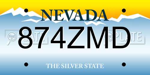 874ZMD Nevada License Plate