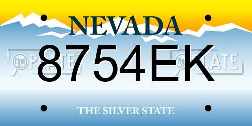 8754EK Nevada License Plate
