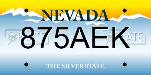 875AEK Nevada License Plate