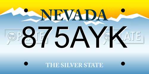 875AYK Nevada License Plate