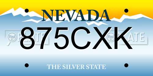 875CXK Nevada License Plate
