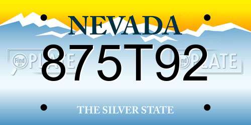 875T92 Nevada License Plate