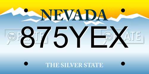 875YEX Nevada License Plate