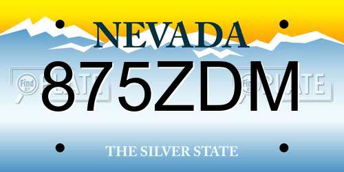 875ZDM Nevada License Plate
