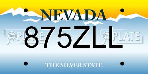 875ZLL Nevada License Plate