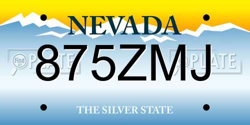 875ZMJ Nevada License Plate