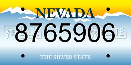 8765906 Nevada License Plate