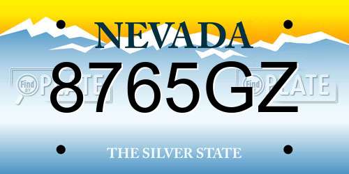 8765GZ Nevada License Plate
