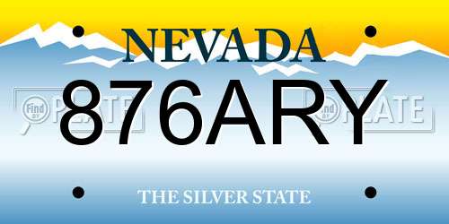 876ARY Nevada License Plate