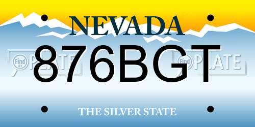 876BGT Nevada License Plate