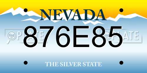 876E85 Nevada License Plate