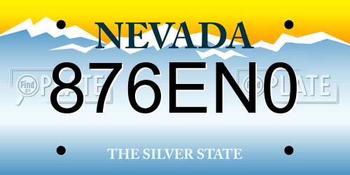 876EN0 Nevada License Plate