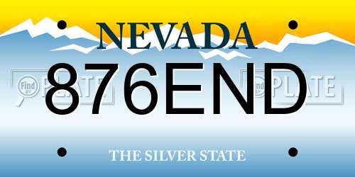 876END Nevada License Plate