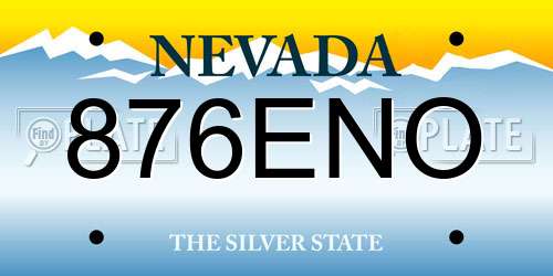 876ENO Nevada License Plate