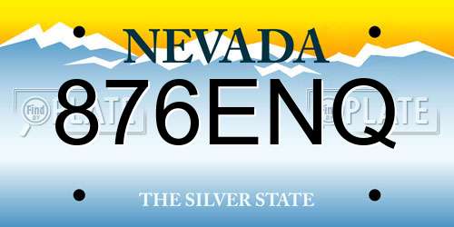 876ENQ Nevada License Plate