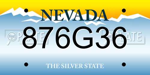 876G36 Nevada License Plate