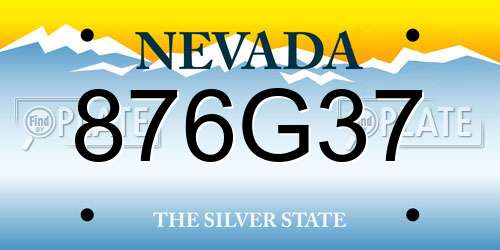 876G37 Nevada License Plate