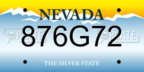 876G72 Nevada License Plate