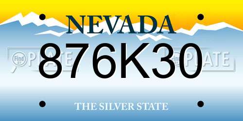876K30 Nevada License Plate