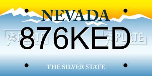 876KED Nevada License Plate