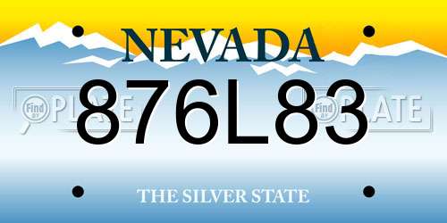 876L83 Nevada License Plate