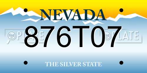 876T07 Nevada License Plate