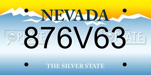 876V63 Nevada License Plate