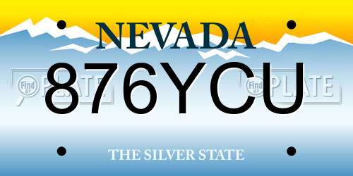 876YCU Nevada License Plate