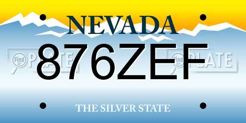 876ZEF Nevada License Plate