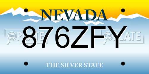876ZFY Nevada License Plate