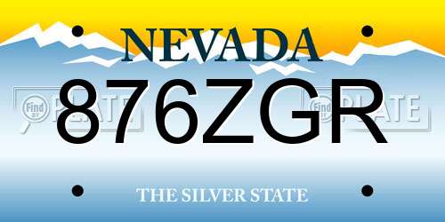 876ZGR Nevada License Plate