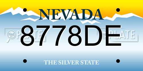8778DE Nevada License Plate