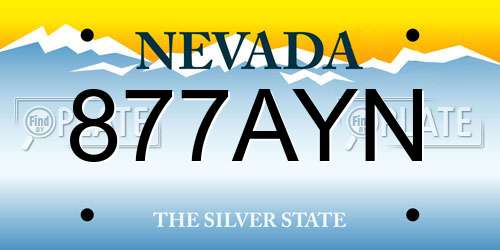 877AYN Nevada License Plate