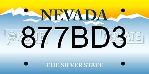 877BD3 Nevada License Plate