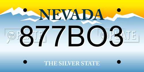877BO3 Nevada License Plate
